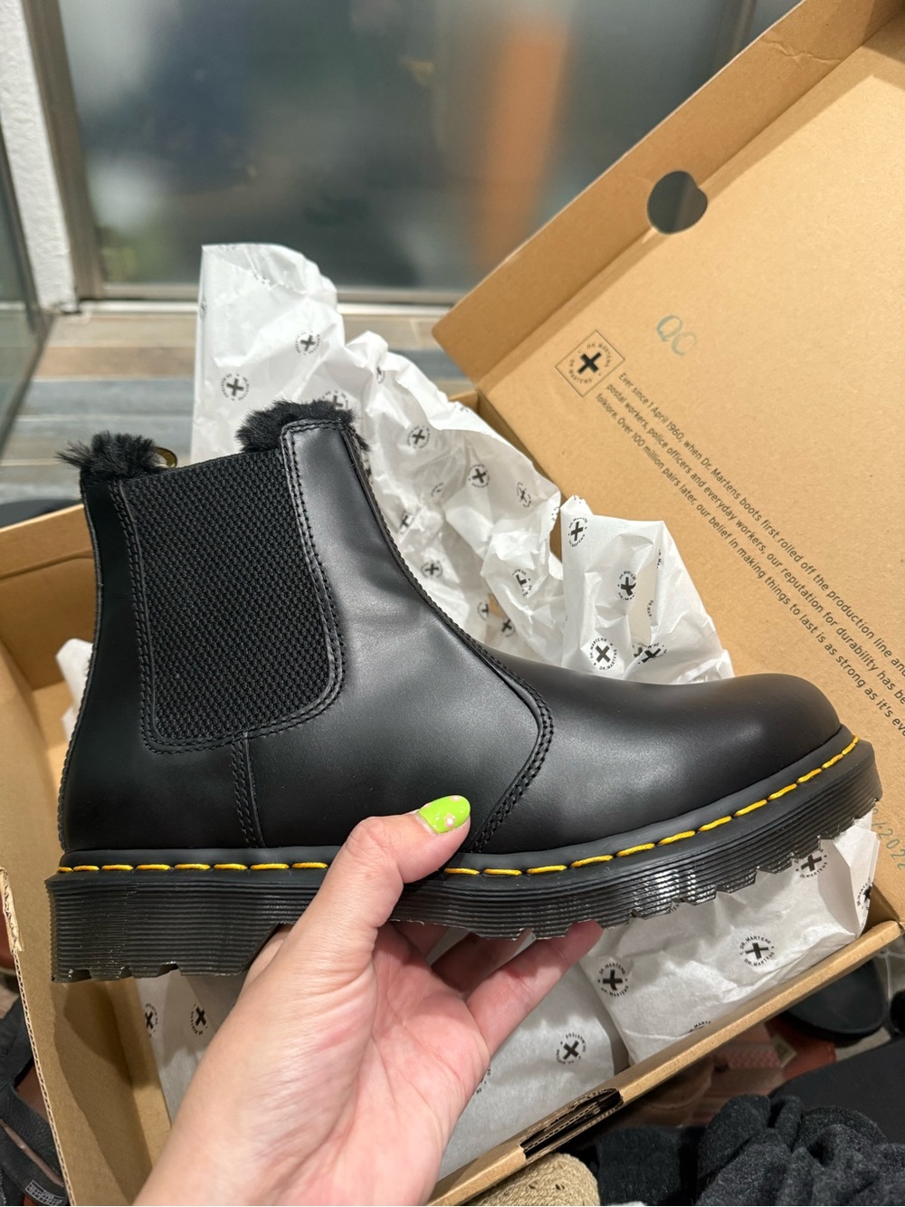 Dr.Martens Black Leather Chelsea Boot with Yellow Stitching